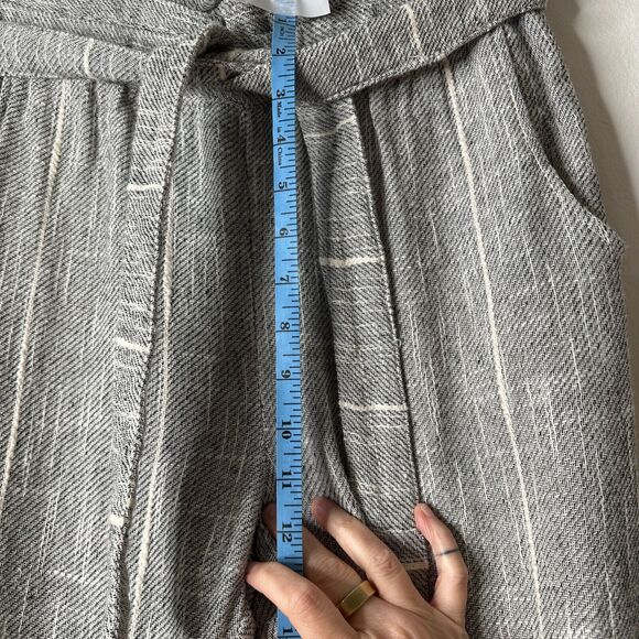 Free People Casual Cream & Black Tweed Stripe Crop Trouser Pants Tie Belt 2 - Picture 10 of 12